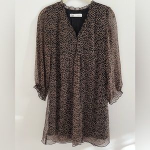 Zara brown polka dot dress - (XS)